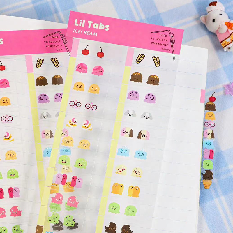Travel Journal Accessories - 22/44 ชิ้น แท็บดัชนีและแท็กบุ๊คมาร์คตกแต่งธีมไอศกรีมน่ารัก เหมาะสำหรับสมุดบันทึกและโน้ตบุ๊ค อุปกรณ์เสริมสำหรับไดอารี่