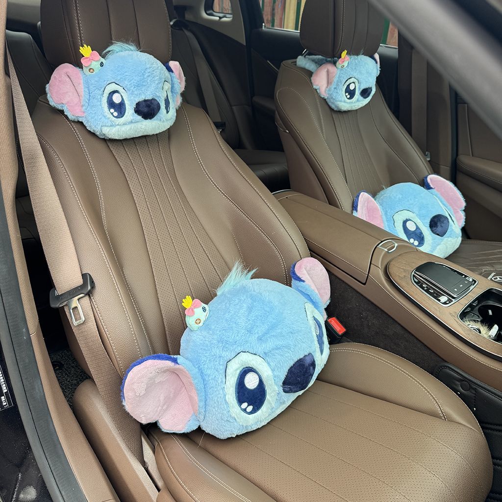 Travel Accessories Pillow - หมอนรองคอในรถยนต์ ลายสติทช์น่ารัก ของตกแต่งภายในรถยนต์ อุปกรณ์เสริมสำหรับการเดินทาง หมอนตกแต่งในรถ