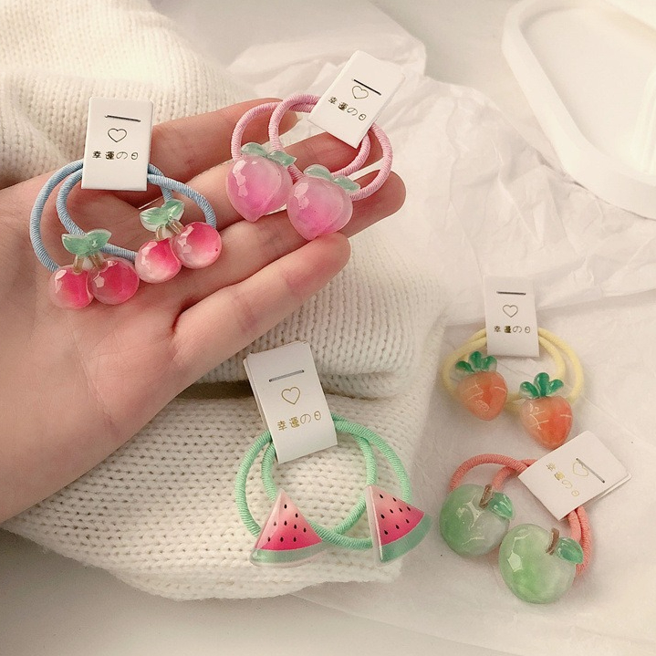 Travel Accessories With Toddler - ยางมัดผมรูปแครอทสำหรับเด็ก 5 คู่ ยางรัดผมแบบไม่ลื่นสำหรับเด็กผู้หญิง เครื่องประดับผมผลไม้เนื้อนุ่มสำหรับเด็กเล็ก