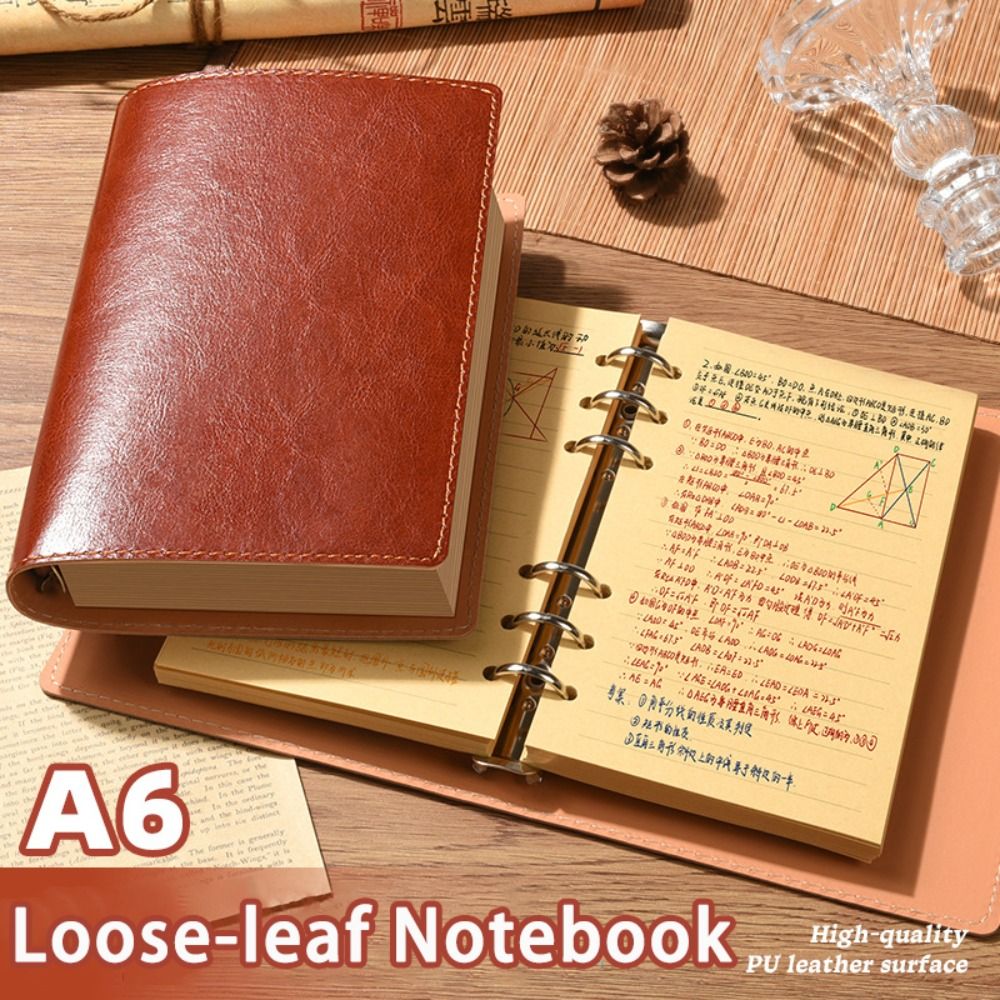 Travel Journal Accessories - สมุดโน้ตแบบถอดได้ A5/A6 ปกหนัง PU สำหรับเดินทาง แบบเปลี่ยนแผ่นได้