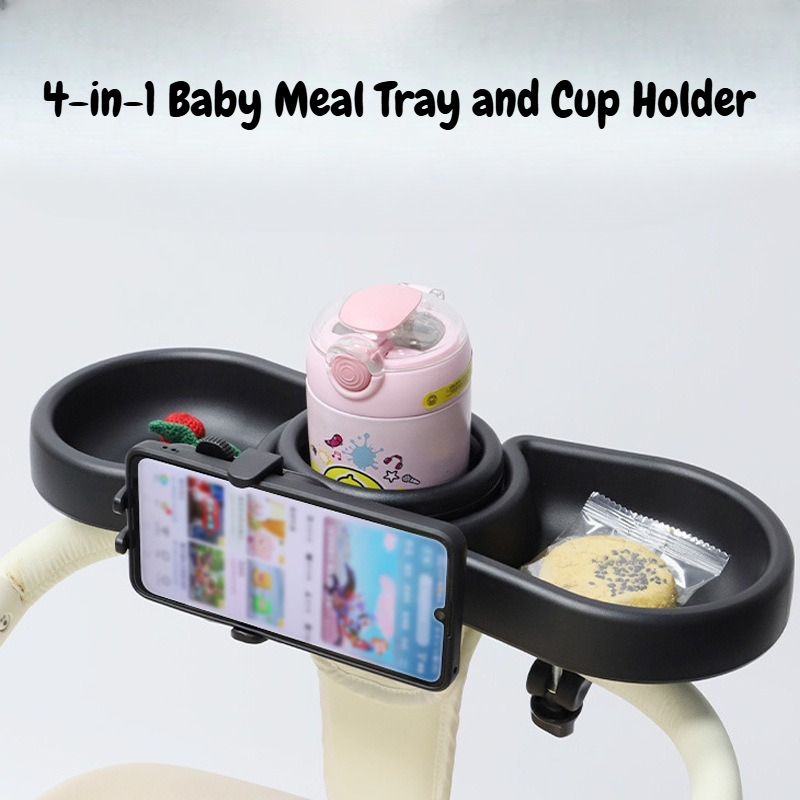 Travel Accessories With Toddler - ถาดวางของอเนกประสงค์ 4 in 1 สำหรับรถเข็นเด็ก พร้อมที่วางแก้วและถาดคู่