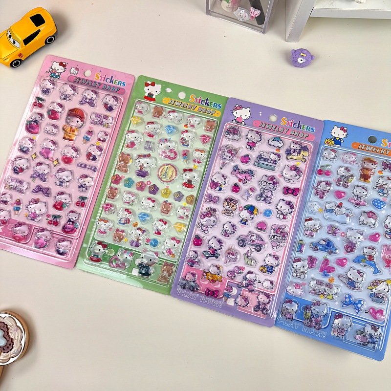 Travel Journal Accessories - สติกเกอร์เฮลโลคิตตี้ 3D ลายนูนคริสตัลการ์ตูน DIY สมุดบันทึกสมุดภาพตกแต่งสำหรับสมุดบันทึกไดอารี่เครื่องมือวางแผนงานฝีมือ
