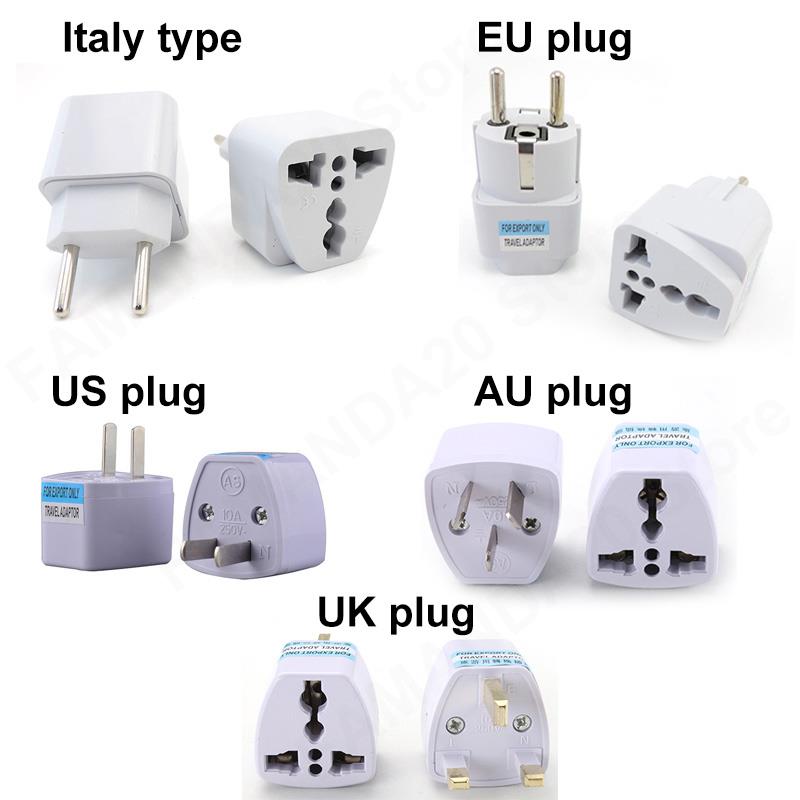 Travel Accessories Europe - อะแดปเตอร์ปลั๊กไฟอเนกประสงค์ US/UK/AU/DE/อิตาลี แปลงไฟจากอเมริกาเป็นยุโรป อะแดปเตอร์แปลงไฟ AC สำหรับชาร์จติดผนัง