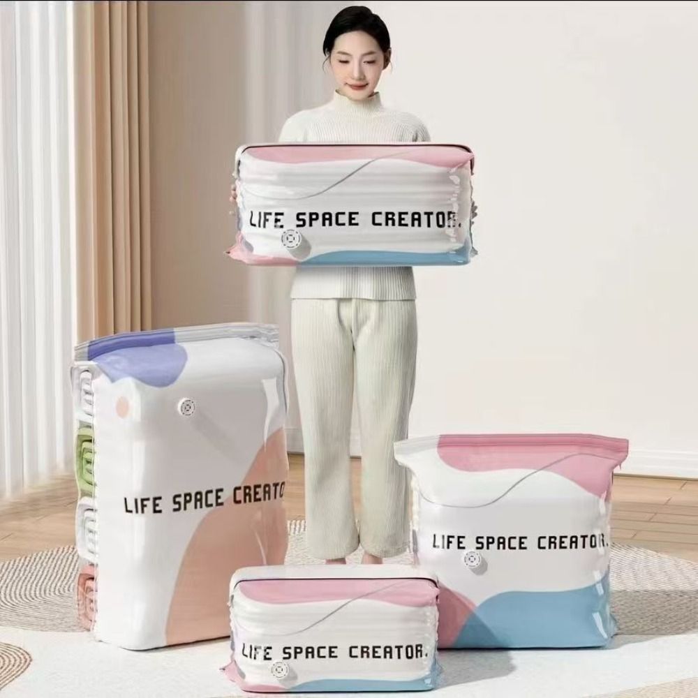 Compression Bag Vacuum - ถุงเก็บของสูญญากาศแบบกดปิดผนึก ประหยัดพื้นที่ ดีไซน์การบีบอัด ถุงบีบอัดแบบใช้ซ้ำได้