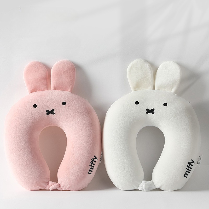 Travel Accessories Pillow - น่ารักอะนิเมะร้อน Miffy กระต่ายหูการ์ตูนหน่วยความจําผ้าฝ้ายคอหมอนสี่ Hump คอหมอน Comfort