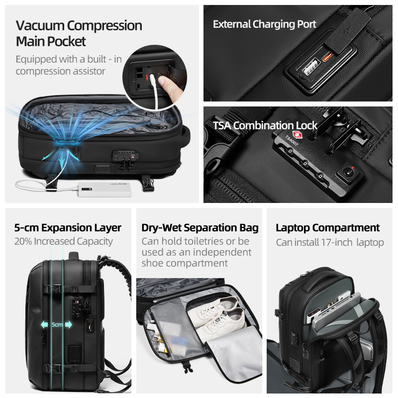กระเป๋าเป้เดินทางสำหรับผู้ชาย  - Compression Bag Vacuum บทวิจารณ์และราคา