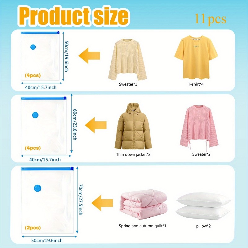 ถุงเก็บของสุญญากาศ 11 ชิ้น พร้ - Compression Bag Vacuum บทวิจารณ์และราคา