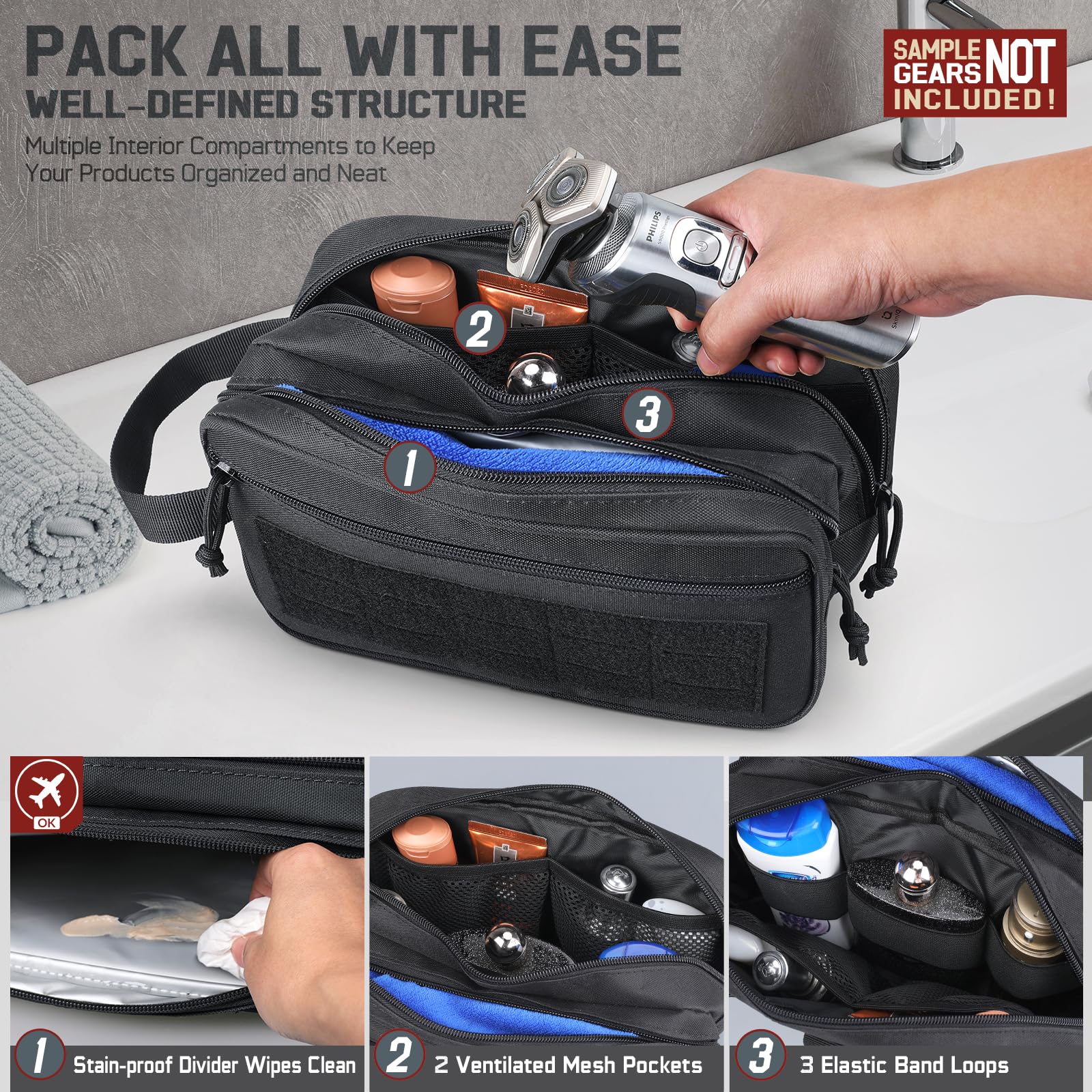 กระเป๋าใส่อุปกรณ์อาบน้ำแบบยุทธ - Travel Accessories Kit Bag บทวิจารณ์และราคา